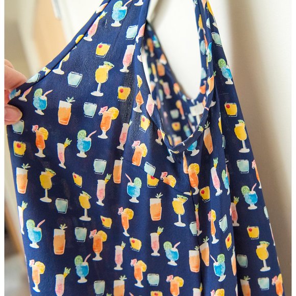 Joie Navy Cocktail Print 100% Silk Tank Top EUC Size XS - Picture 6 of 6